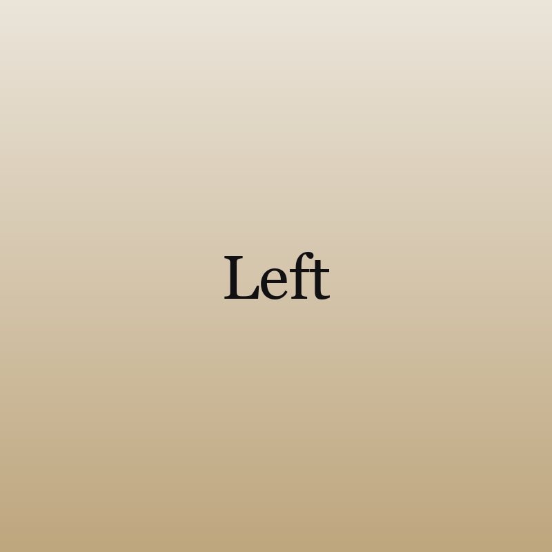 Sample illustration with the word Left on a warm gradient, placed on the left with text flowing on its right